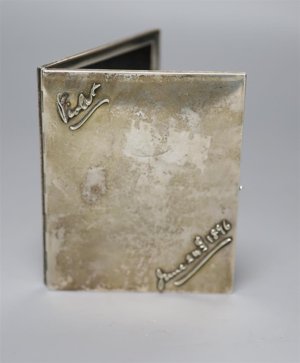 A late Victorian silver rectangular photograph case, John Milward Banks, London, 1896, 11.2cm (interior a.f.).